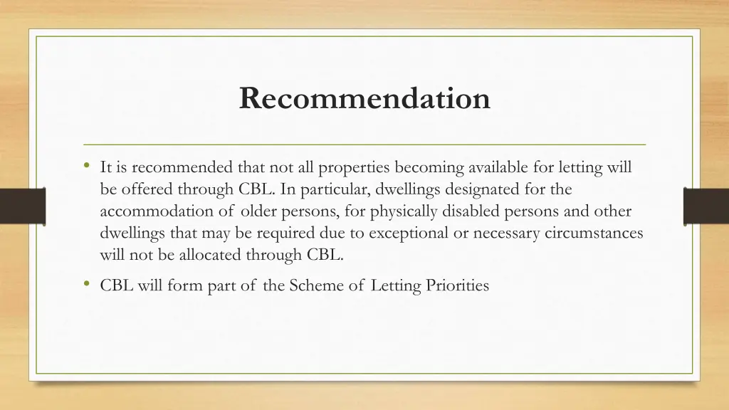 recommendation