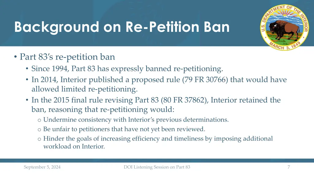 background on re petition ban