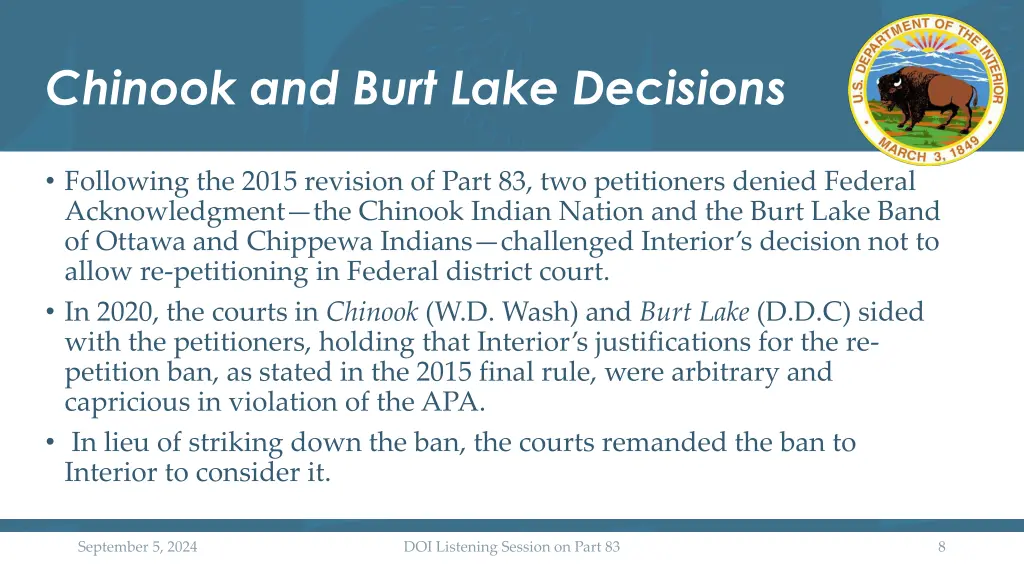 chinook and burt lake decisions