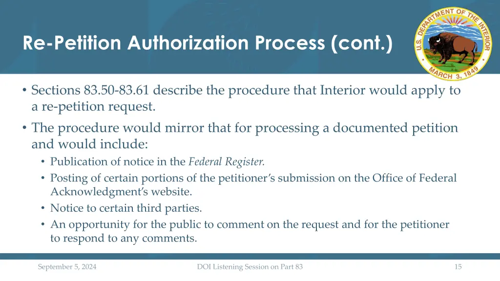 re petition authorization process cont 1