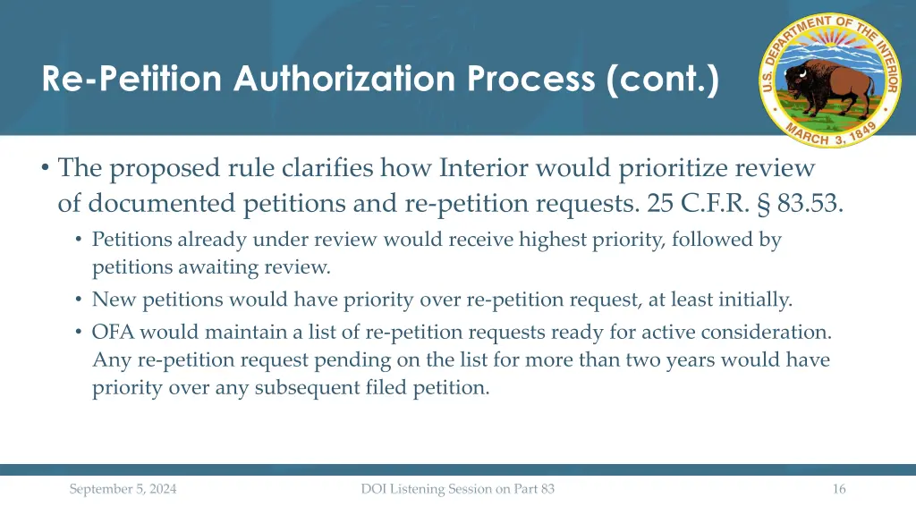 re petition authorization process cont 2