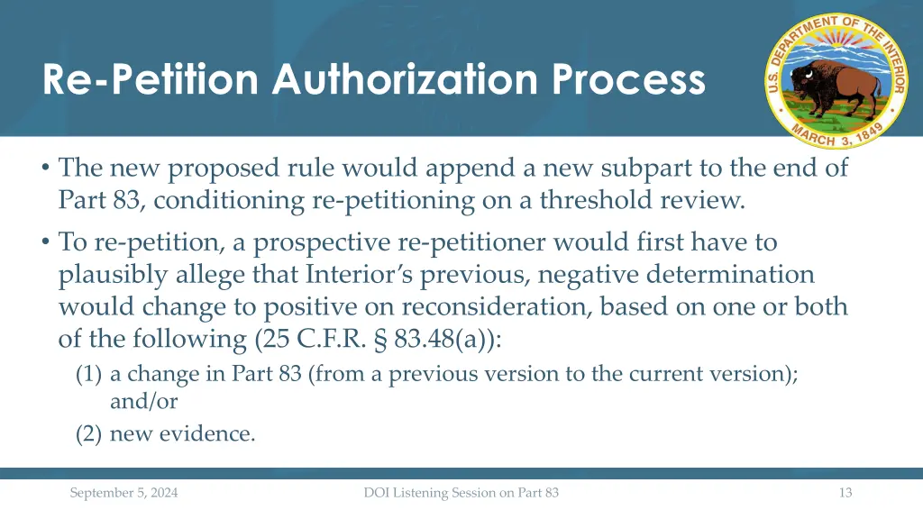 re petition authorization process