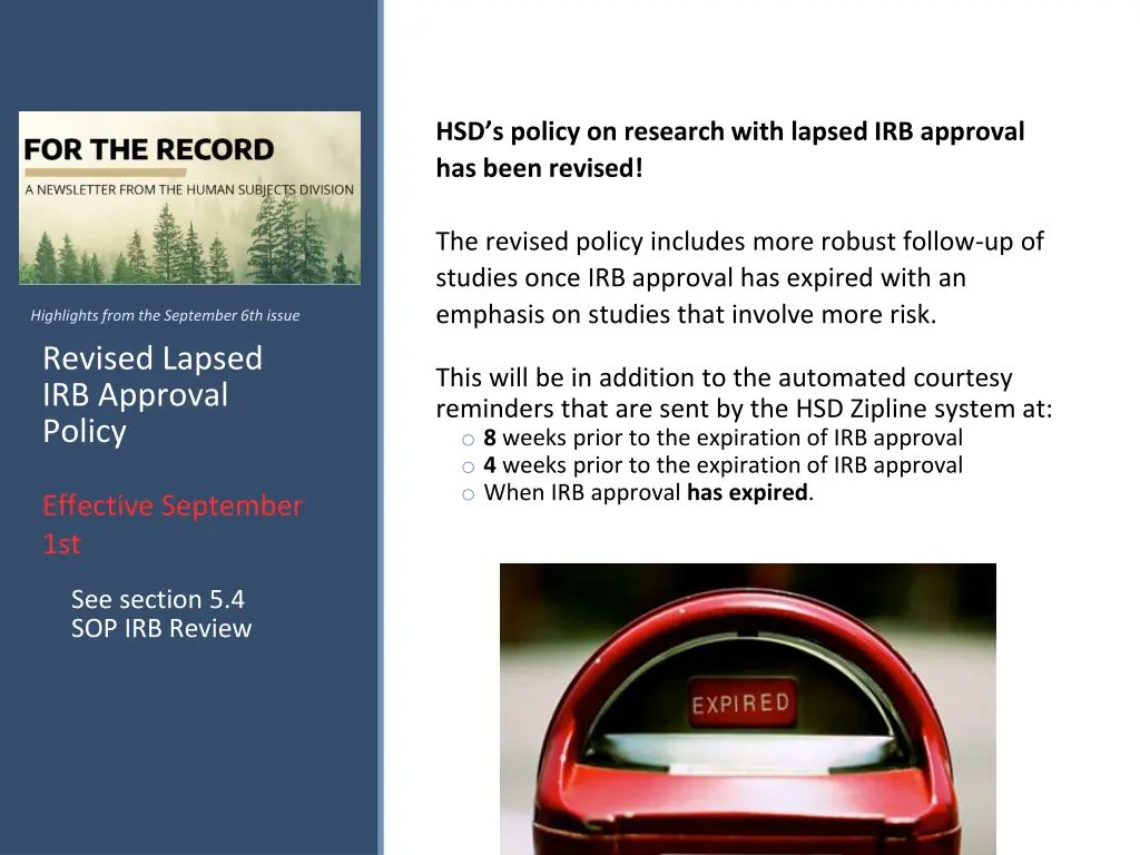 hsd s policy on research with lapsed irb approval
