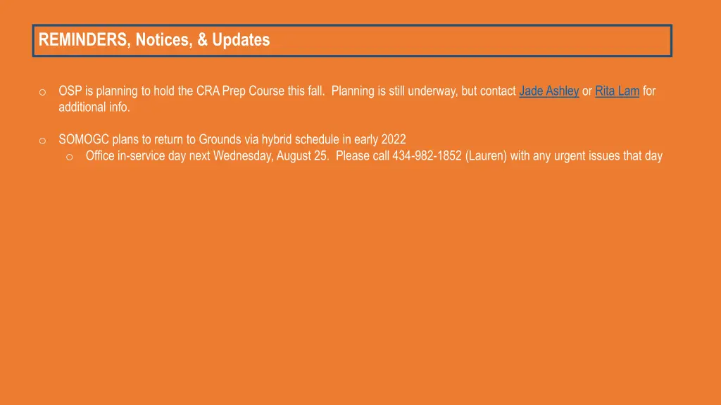 reminders notices updates 2