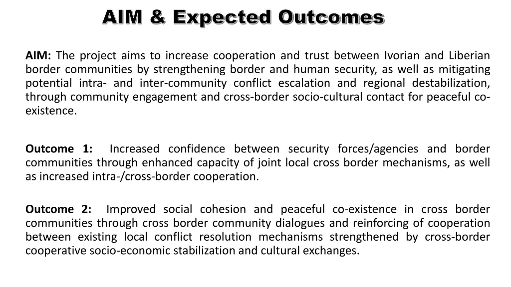 aim expected outcomes aim expected outcomes