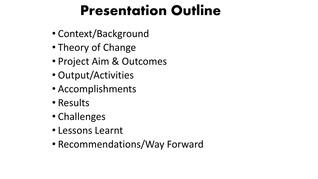 presentation outline