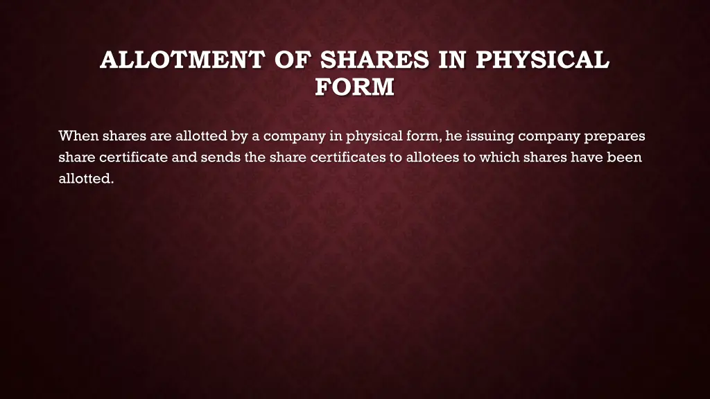 allotment of shares in physical form