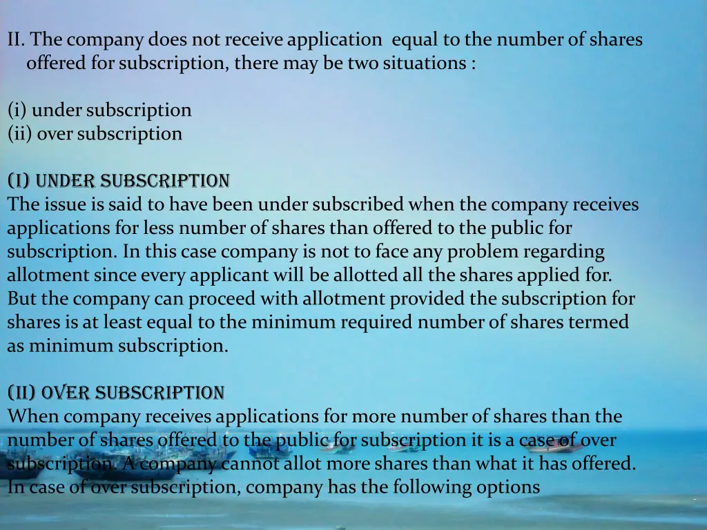 ii the company does not receive application equal