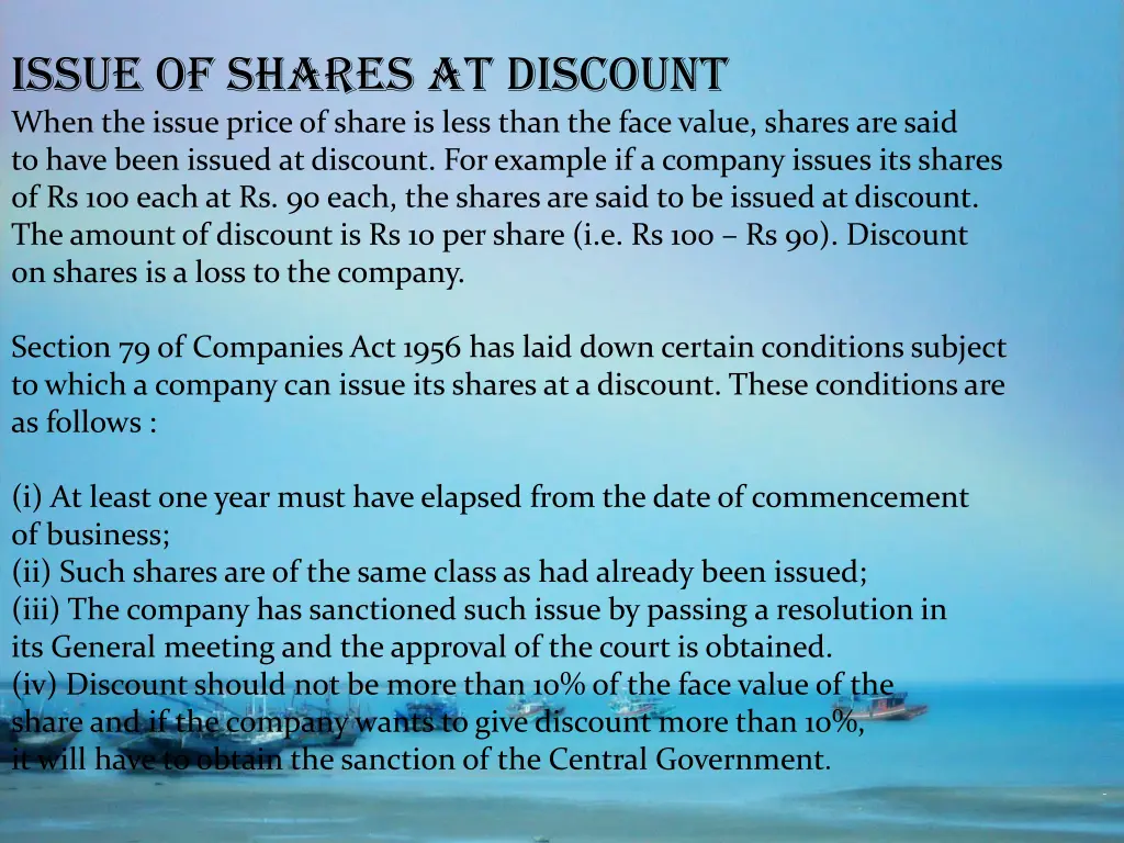 issue of shares at discount when the issue price