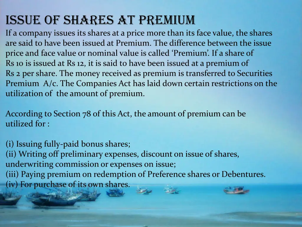 issue of shares at premium if a company issues