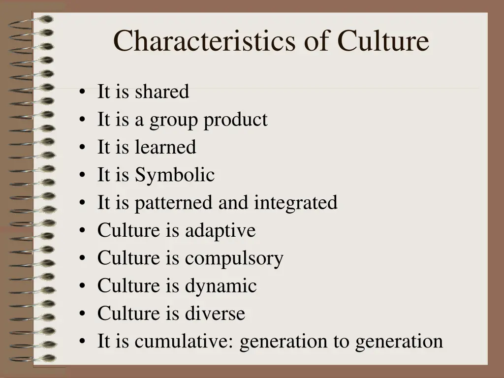 characteristics of culture