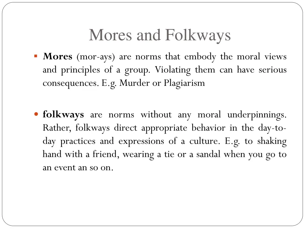 mores and folkways