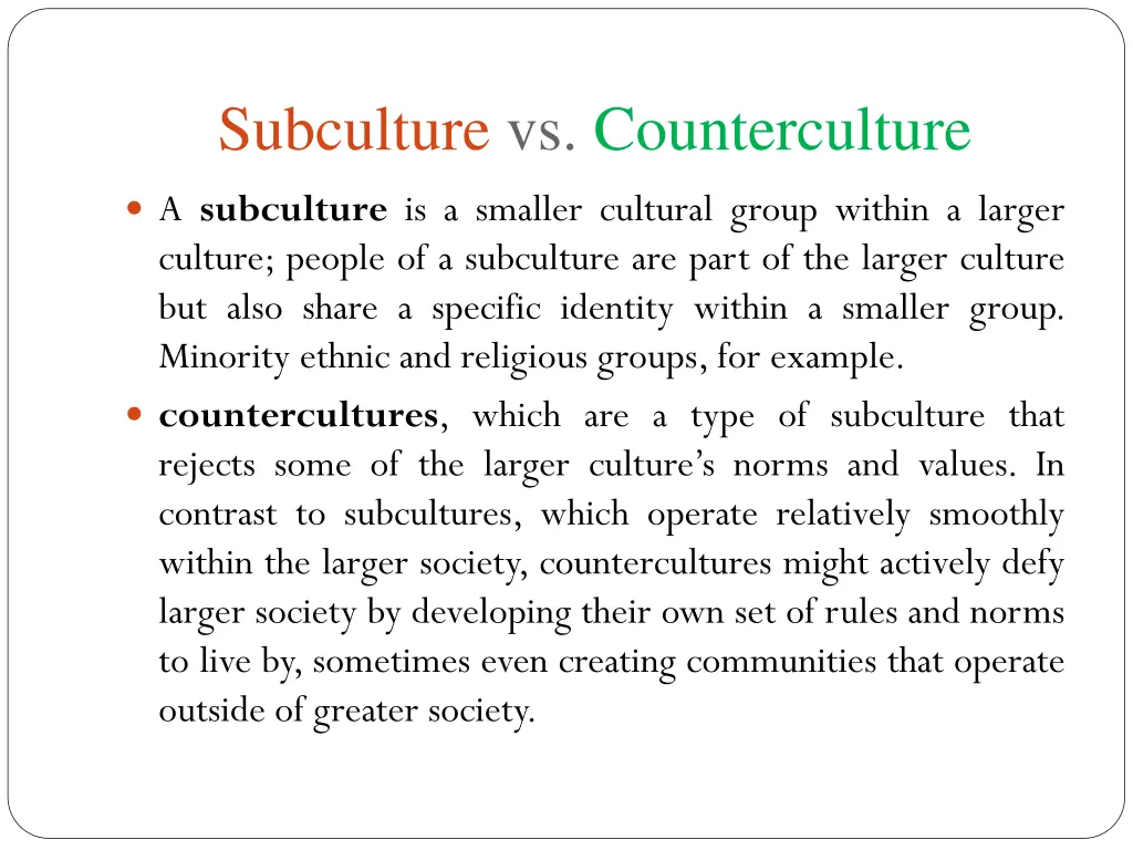 subculture vs counterculture