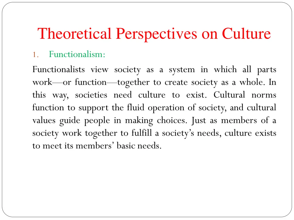 theoretical perspectives on culture