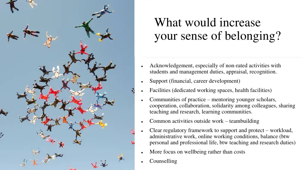 what would increase your sense of belonging