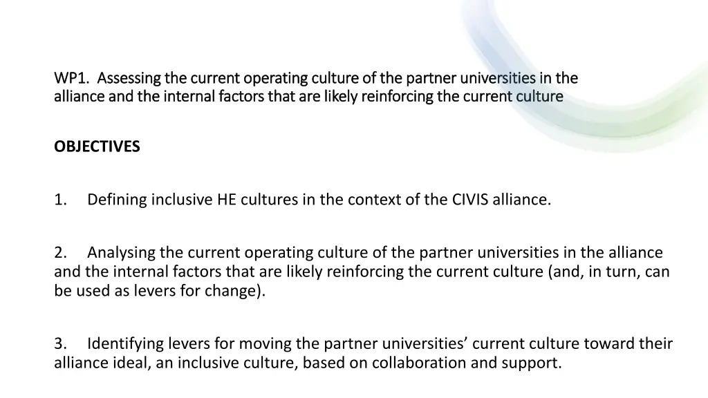 wp1 assessing the current operating culture