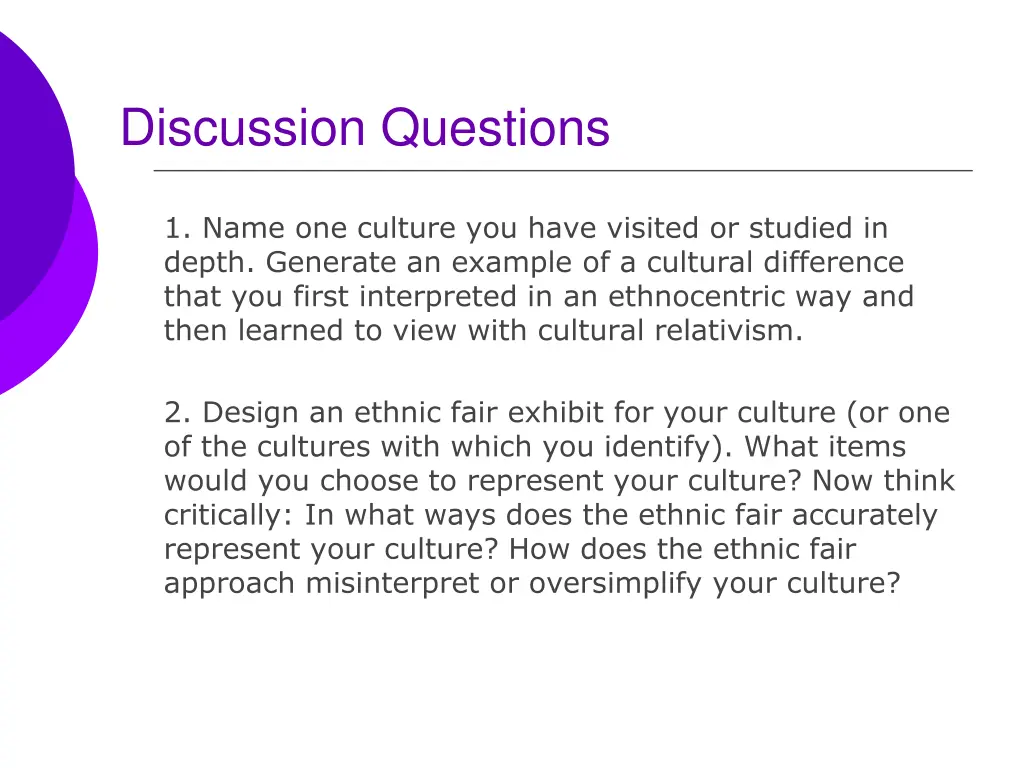 discussion questions