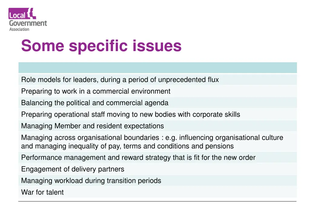 some specific issues