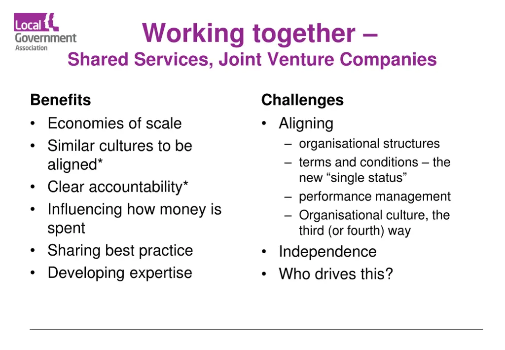 working together shared services joint venture