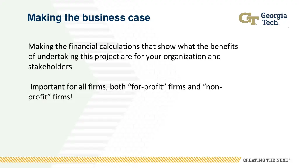 making the business case
