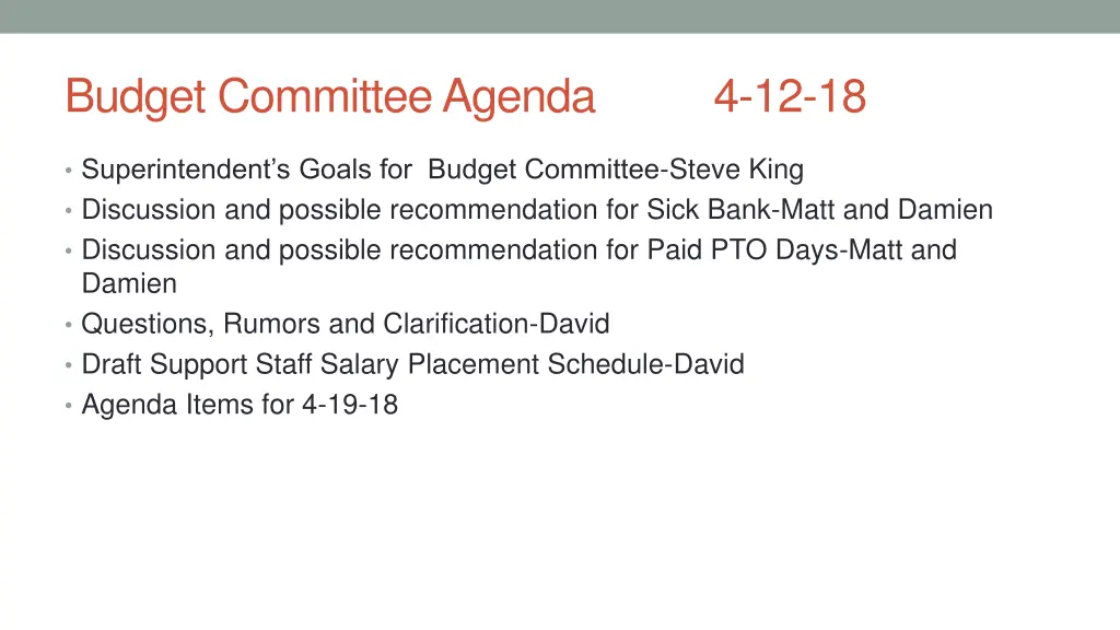 budget committee agenda 4 12 18