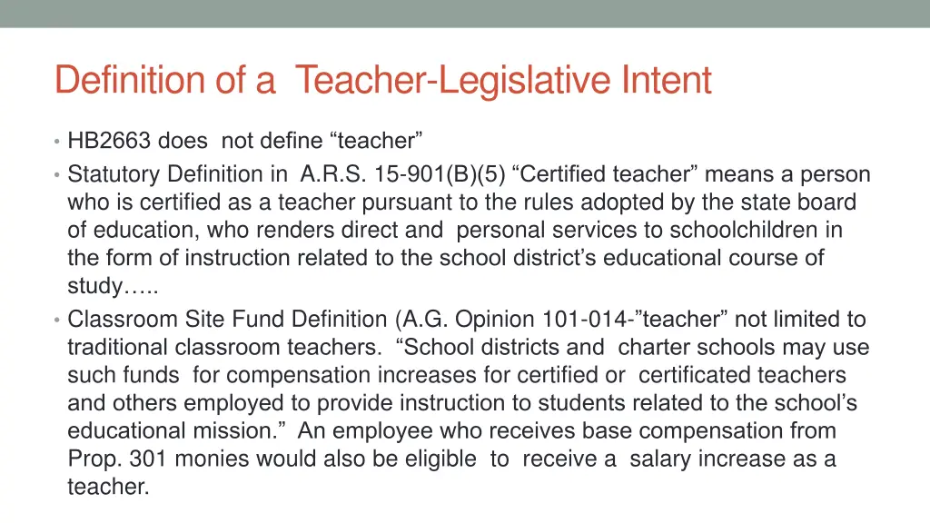 definition of a teacher legislative intent