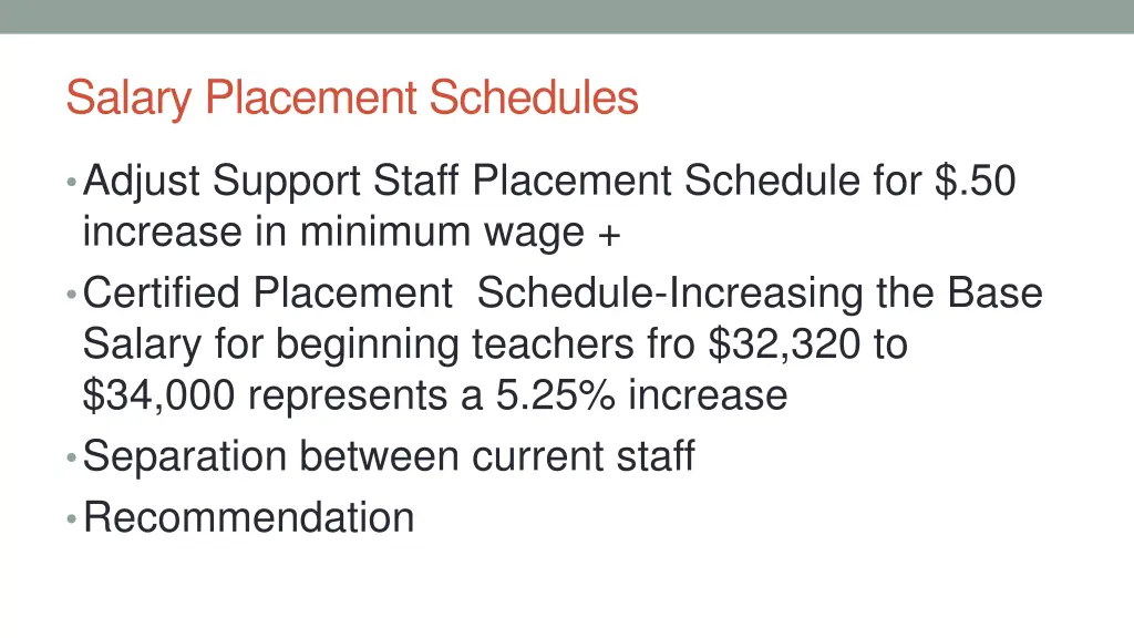salary placement schedules