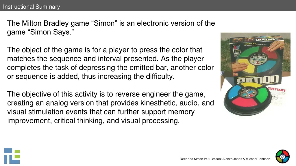 instructional summary