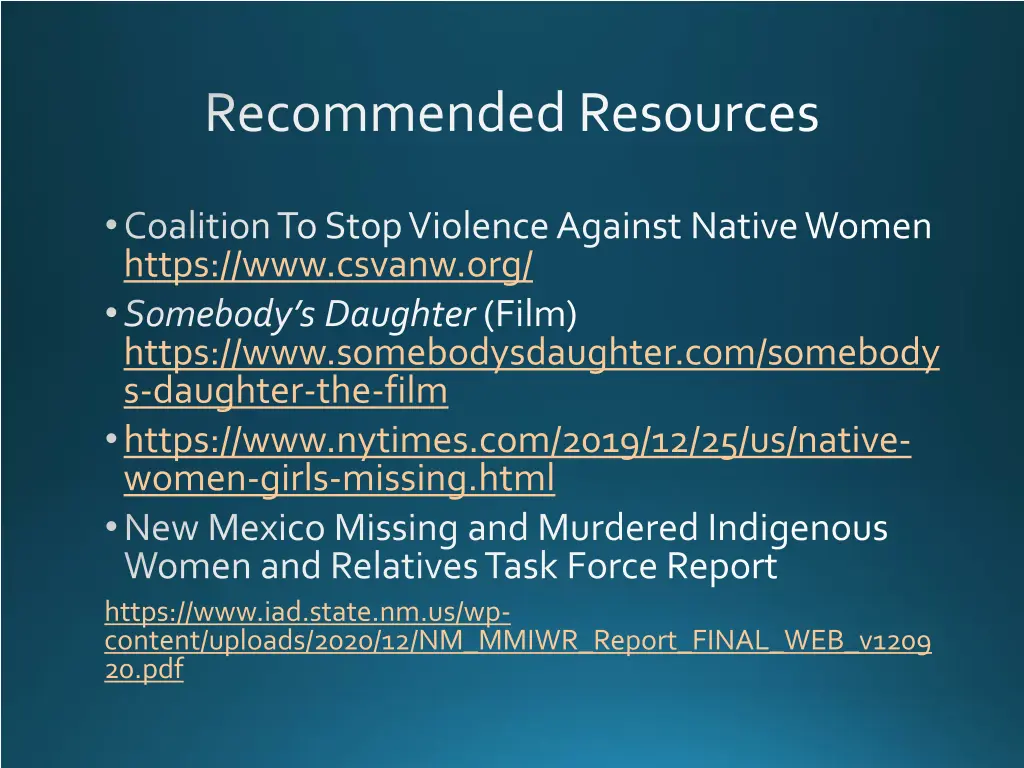 recommended resources