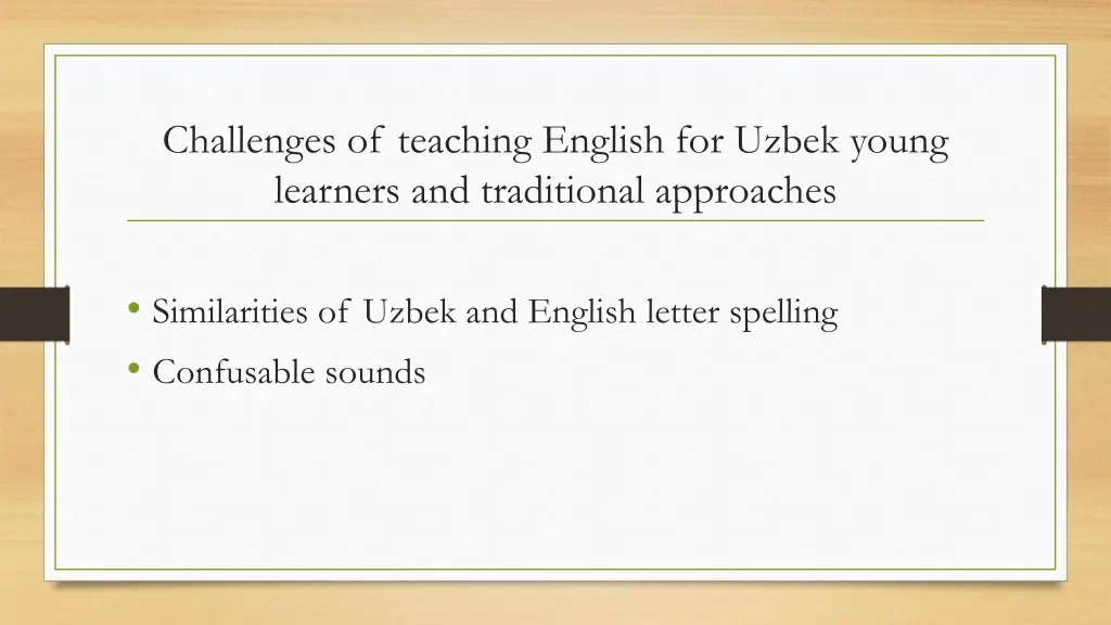 challenges of teaching english for uzbek young