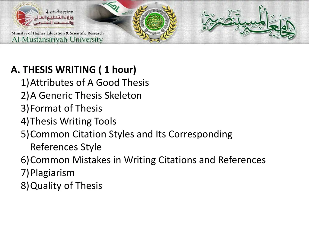 a thesis writing 1 hour 1 attributes of a good
