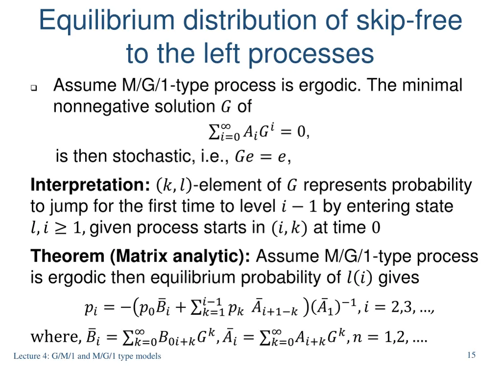 equilibrium distribution of skip free to the left