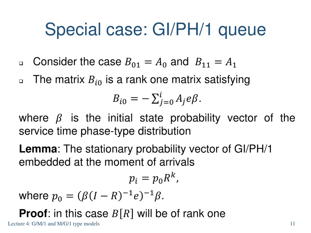 special case gi ph 1 queue