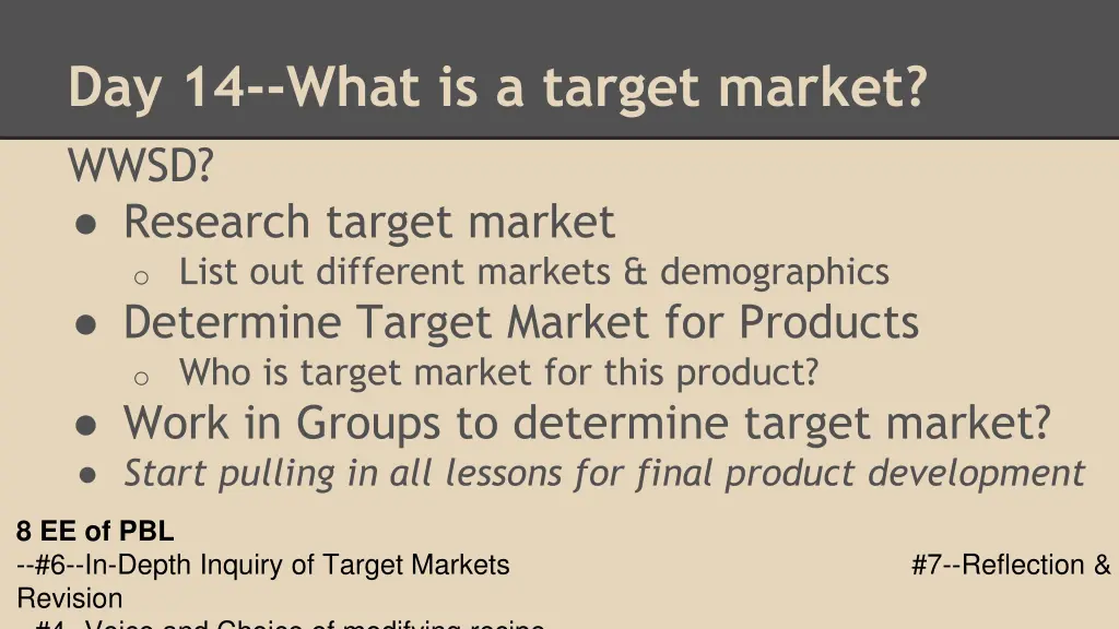 day 14 what is a target market wwsd research