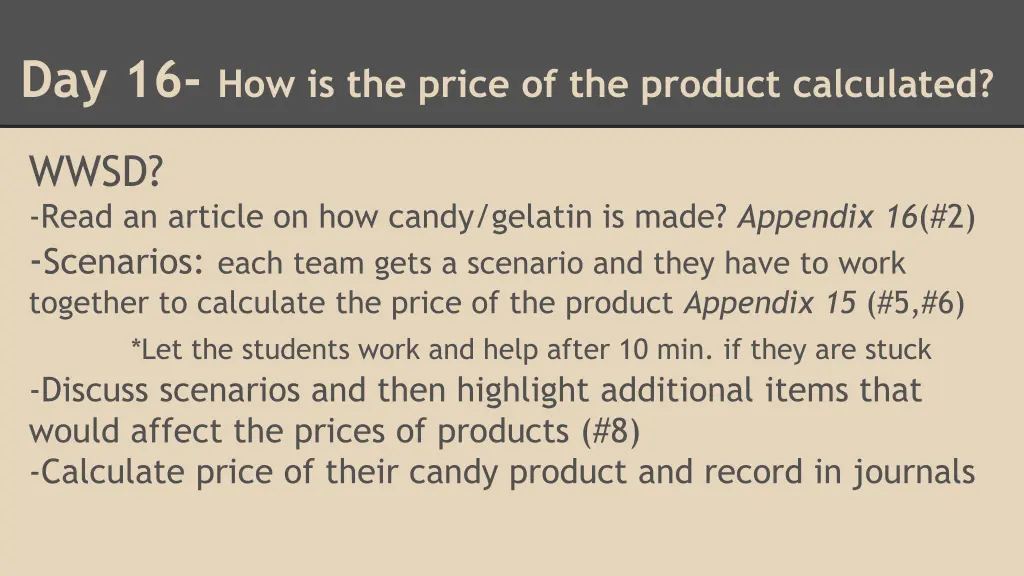 day 16 how is the price of the product calculated