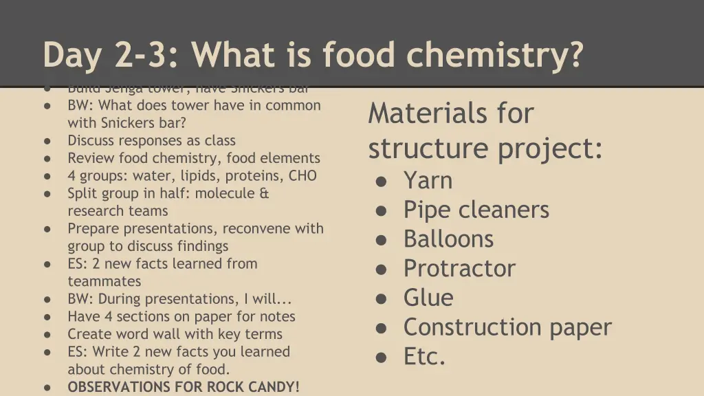 day 2 3 what is food chemistry build jenga tower