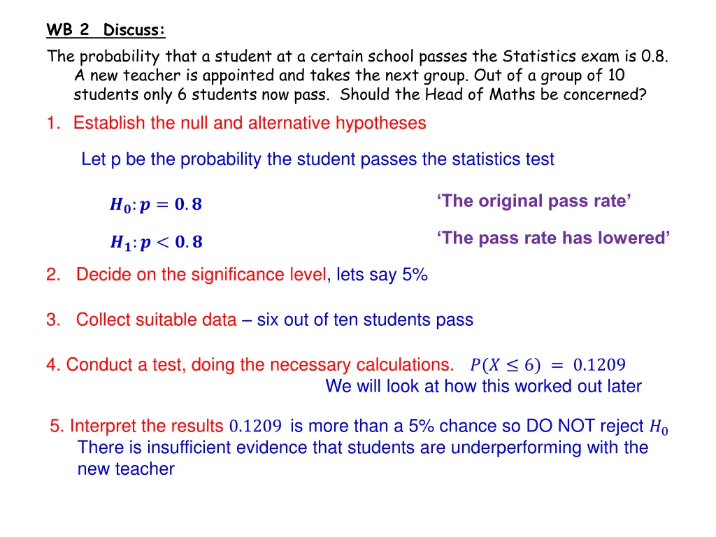 wb 2 discuss the probability that a student