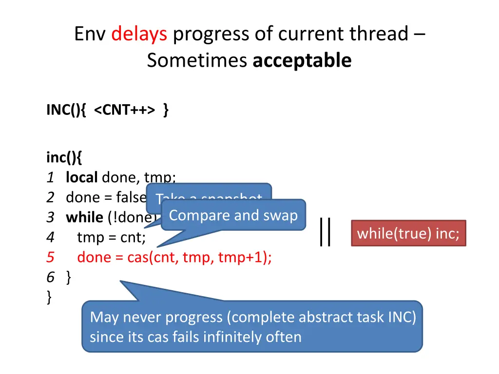 env delays progress of current thread sometimes