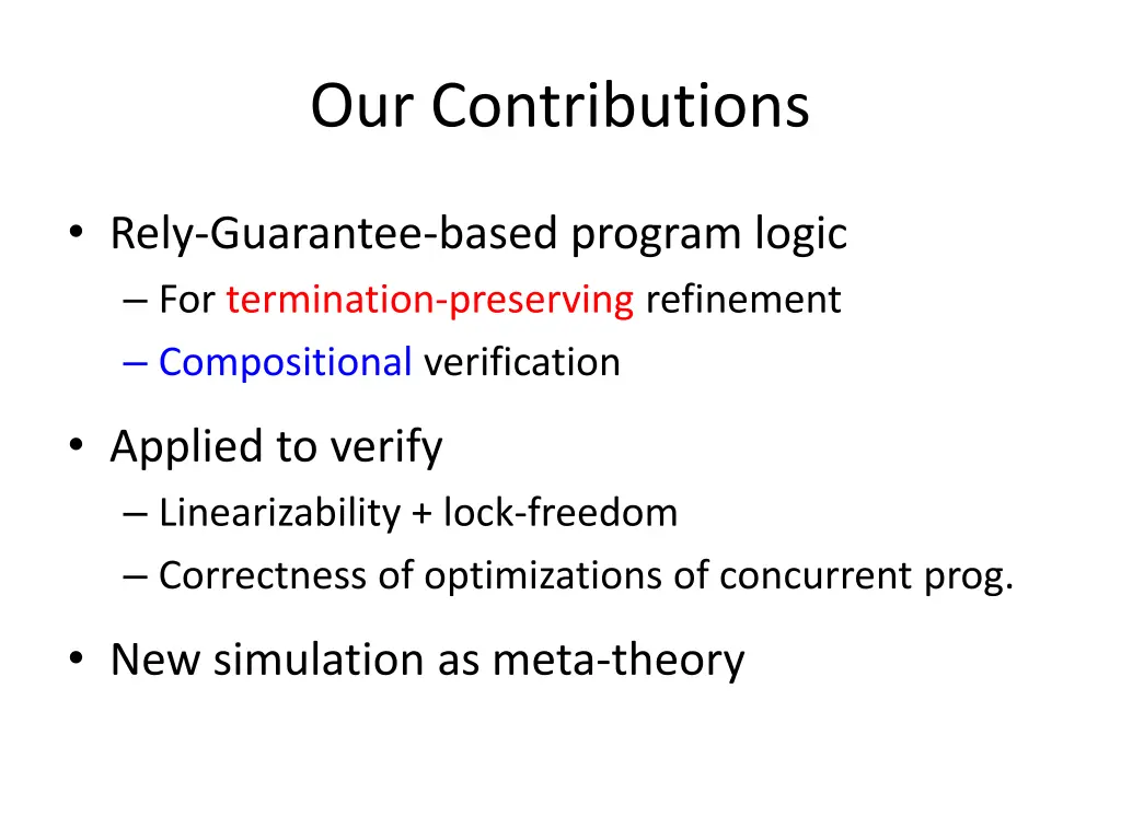 our contributions