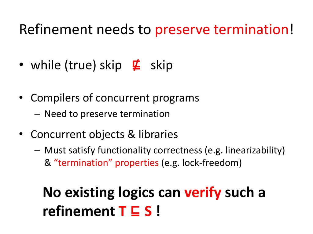 refinement needs to preserve termination