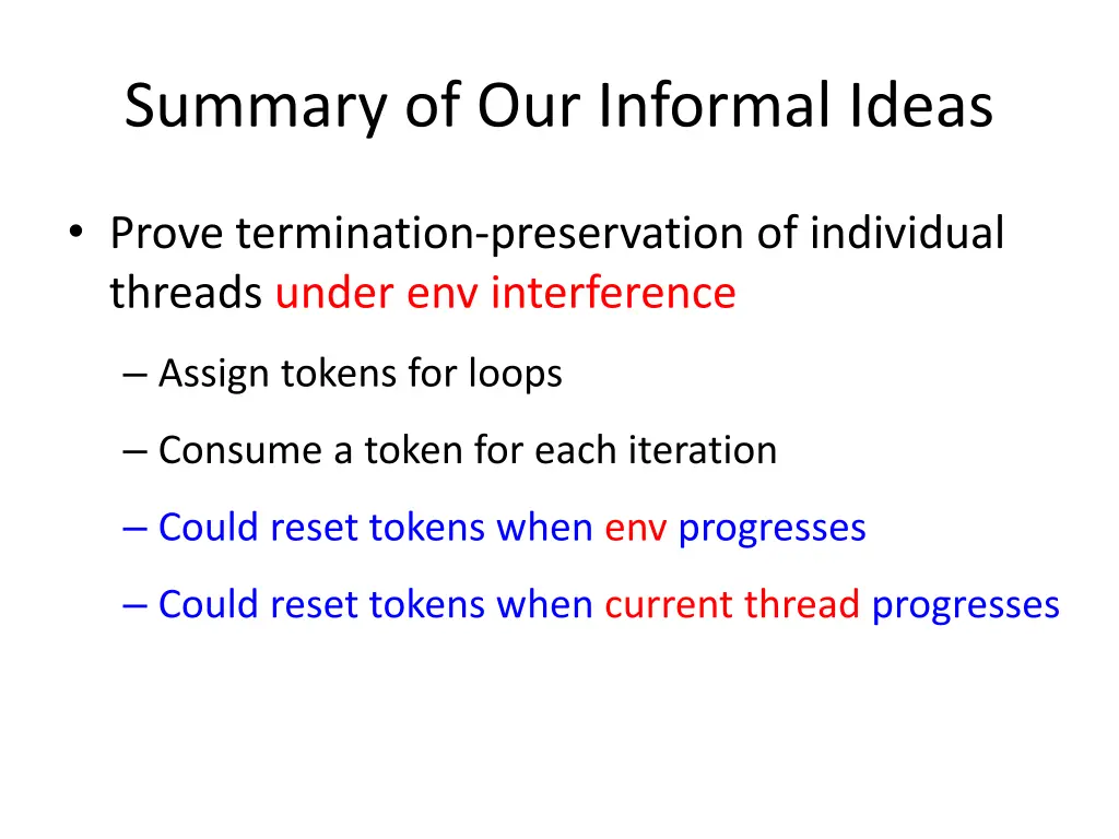 summary of our informal ideas