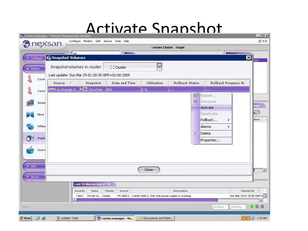 activate snapshot