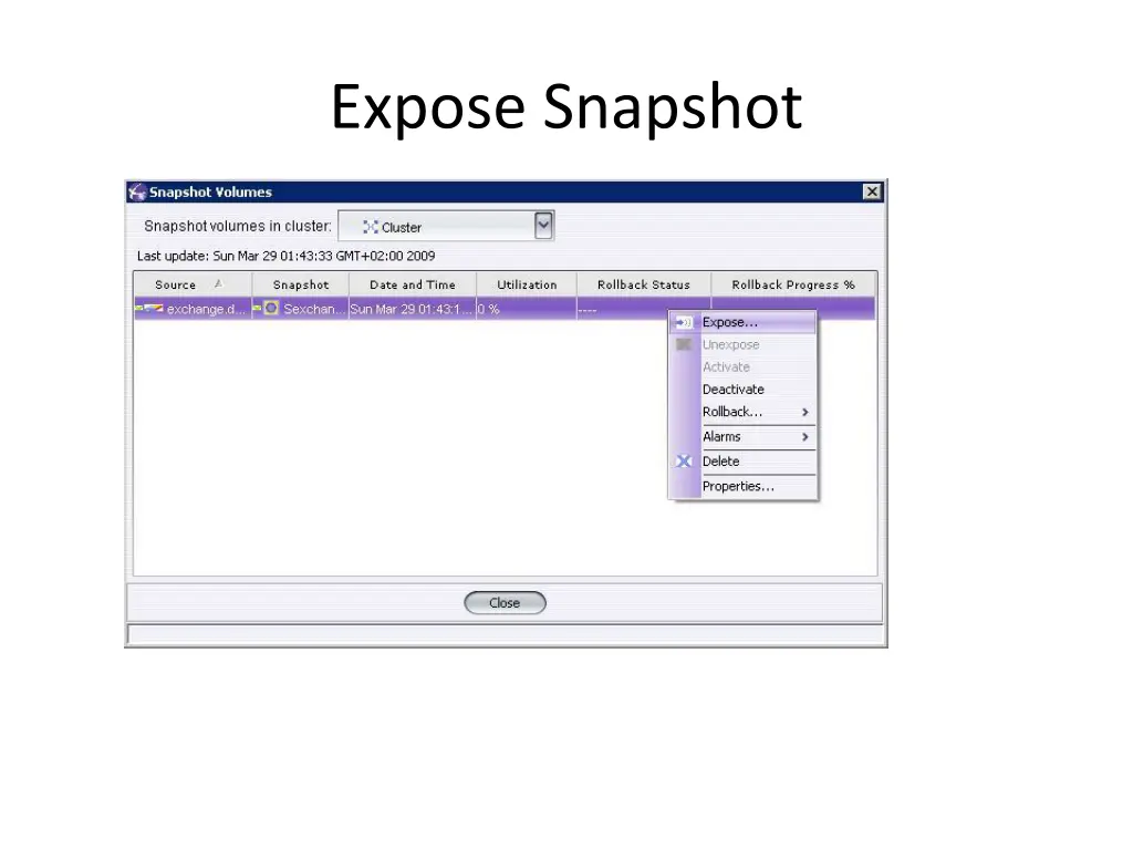 expose snapshot