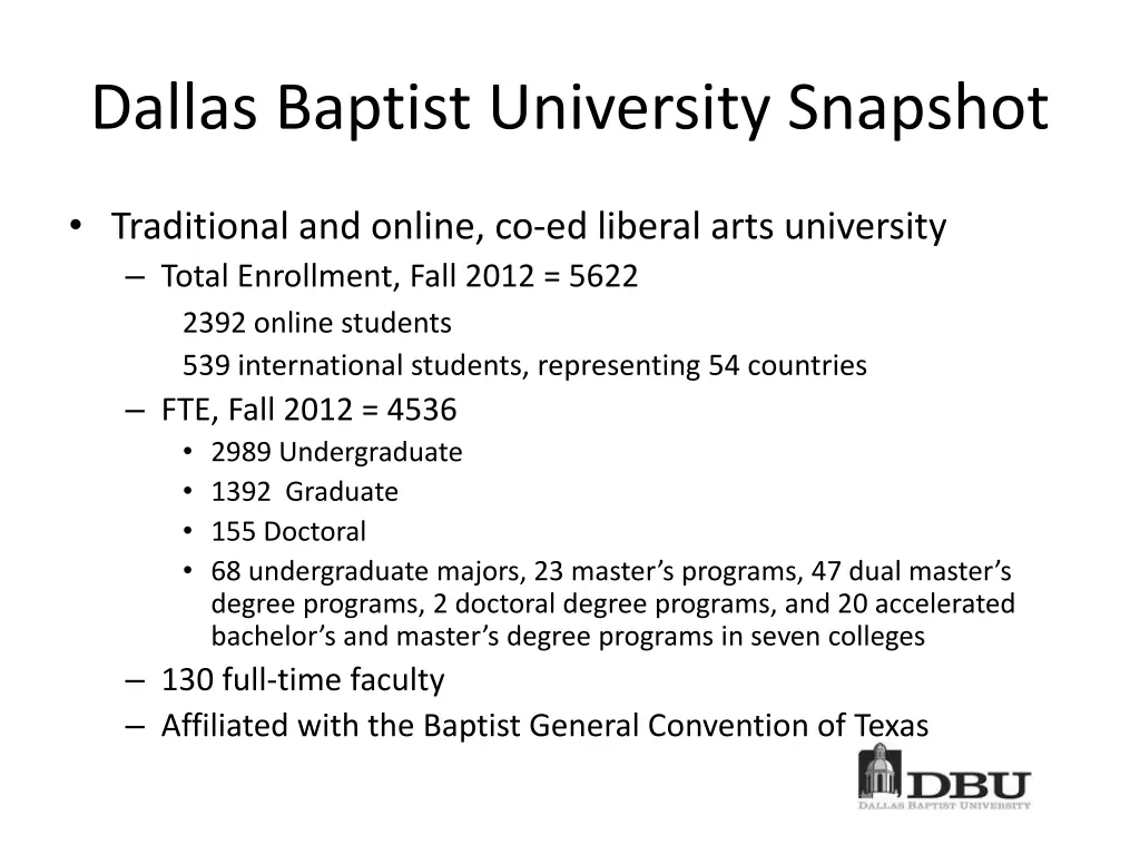 dallas baptist university snapshot