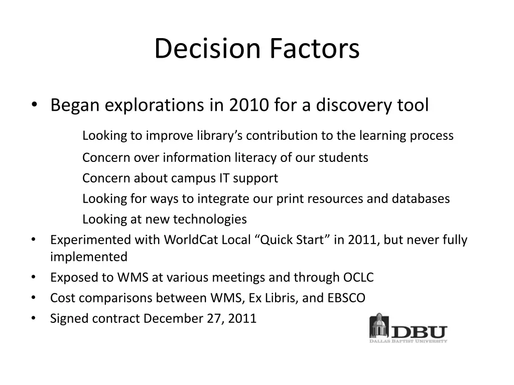 decision factors