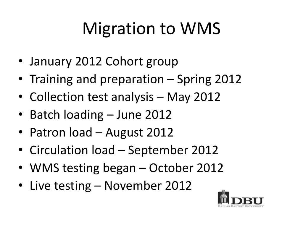 migration to wms