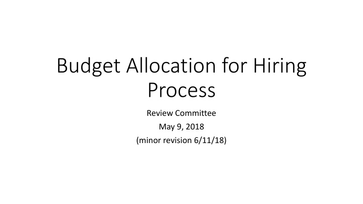 budget allocation for hiring process