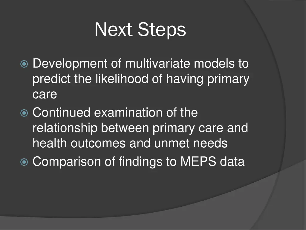 next steps
