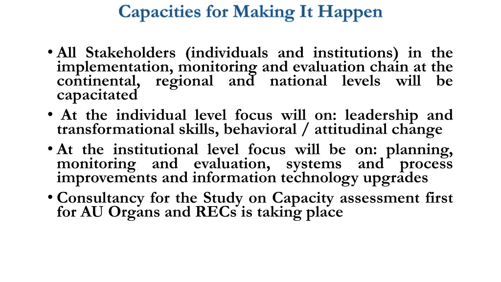 capacities for making it happen
