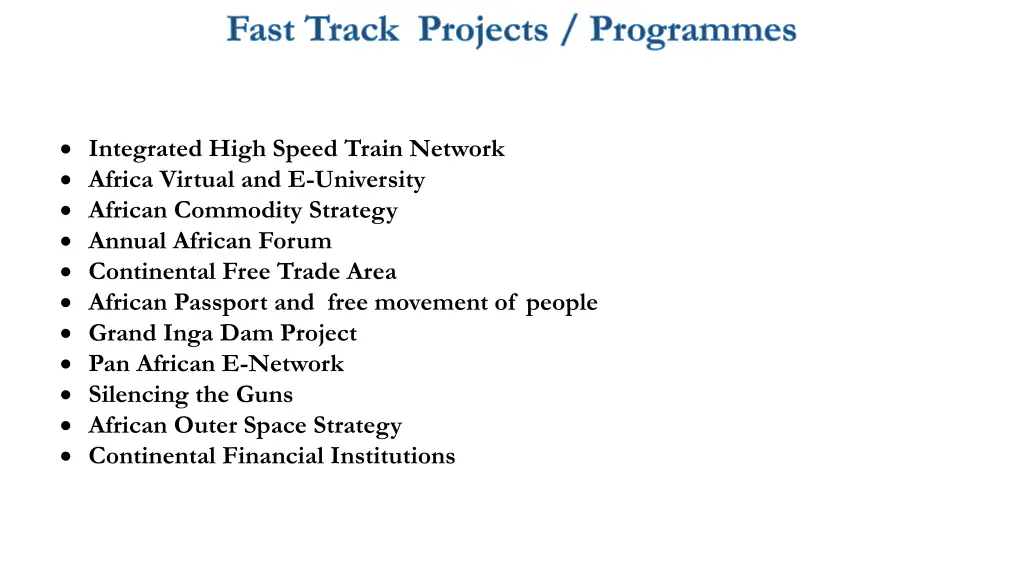 fast track projects programmes